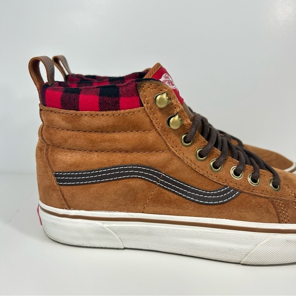 Vans SK8 Hi MTE Mens 7.5 Women’s 9 Scotchguard Brown Plaid Skate Hiking Shoes - Picture 5 of 15